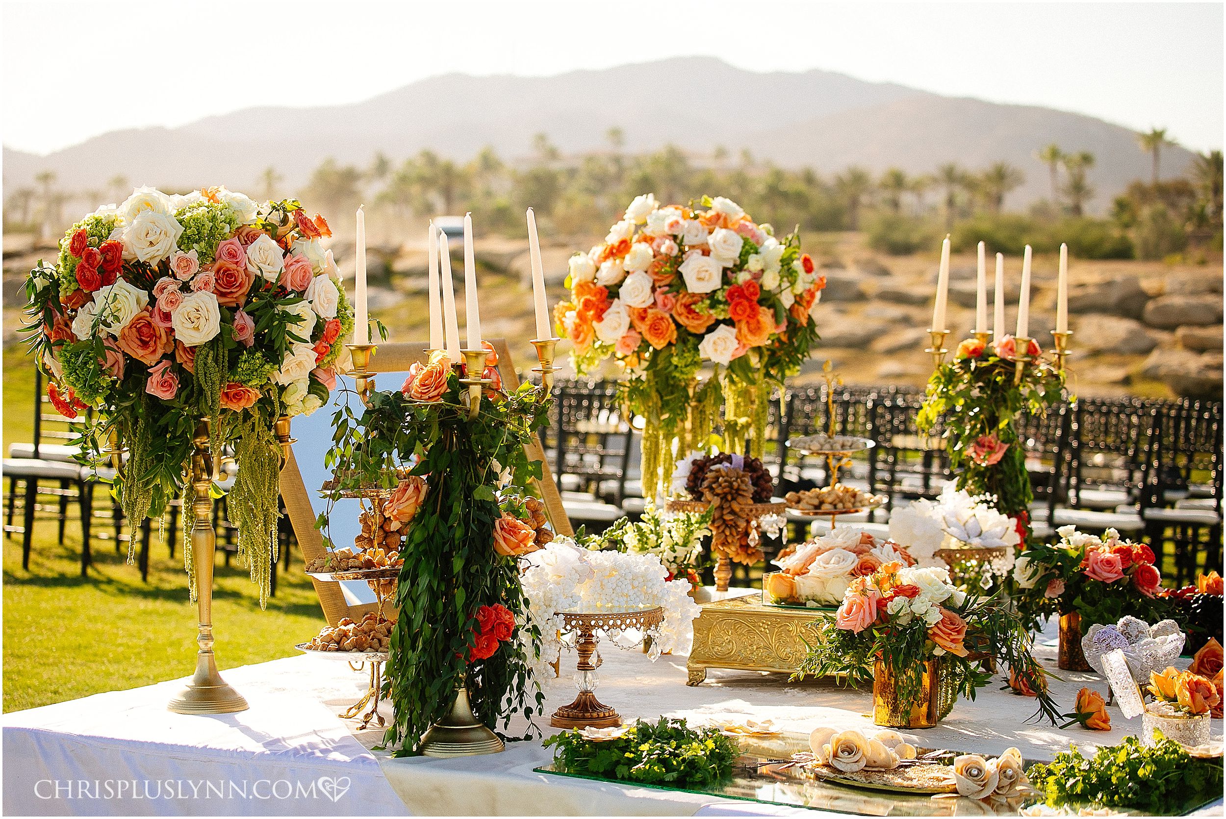 Cabo del Sol Wedding | Colorful ceremony design with Persian details